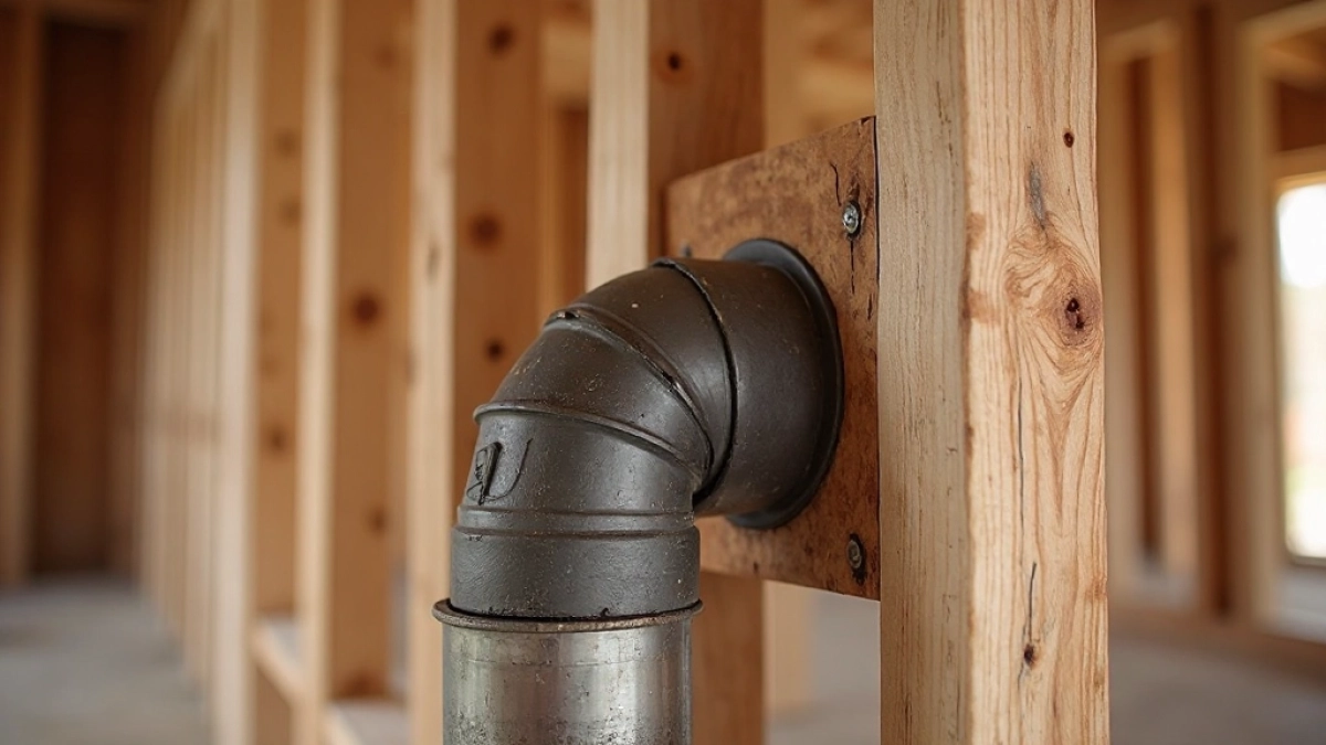 Przejście komina przez ścianę drewnianą