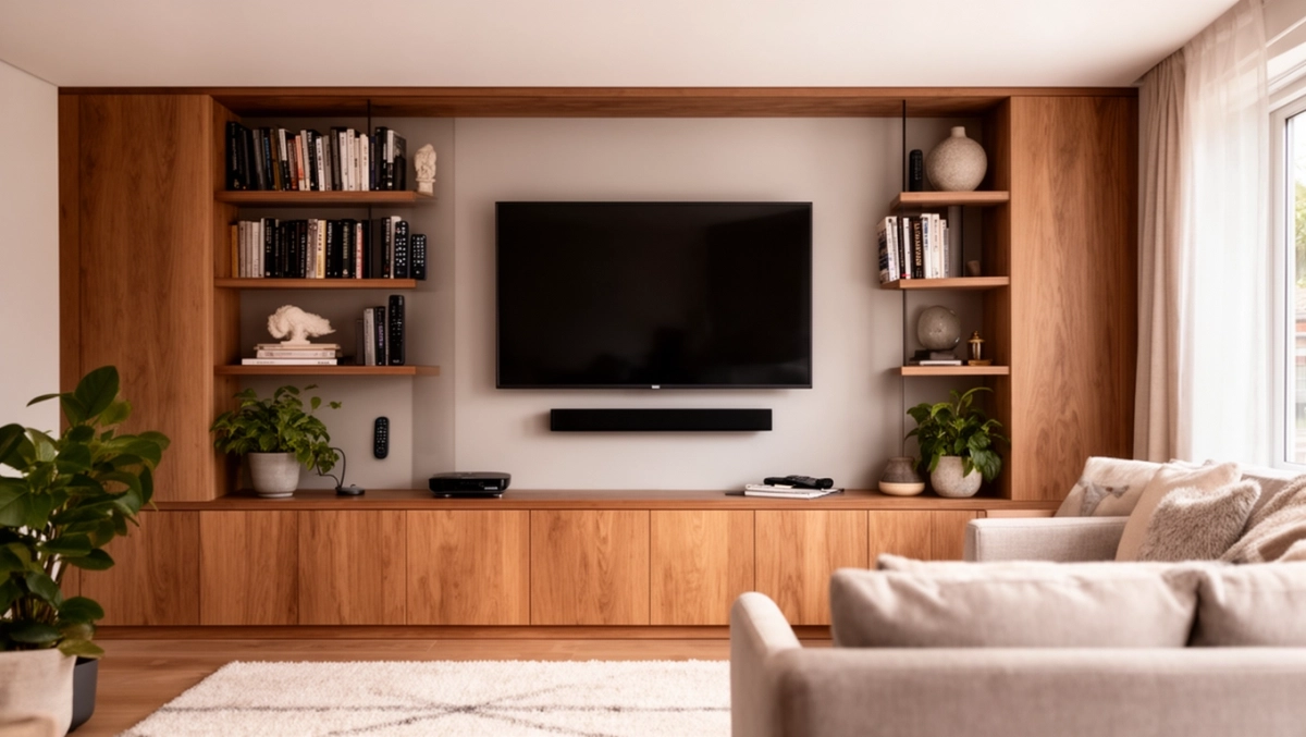 zabudowa ściany w salonie